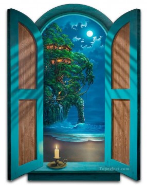 Magia 3D Painting - Paisaje marino con magia de la casa del árbol modelo 3d